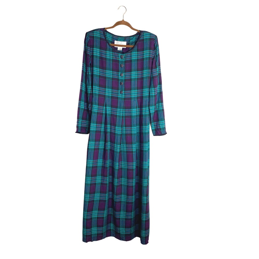 Vintage Sarah Elizabeth 90s Tartan Plaid Maxi Dress Grunge Whimsigoth Indie